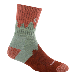 Darn Tough Men's Tree Moon Print Micro Crew Midweight Cushioned Merino Wool Hiking Socks Rust Sage Outdoor Trekking Backpacking Socks
